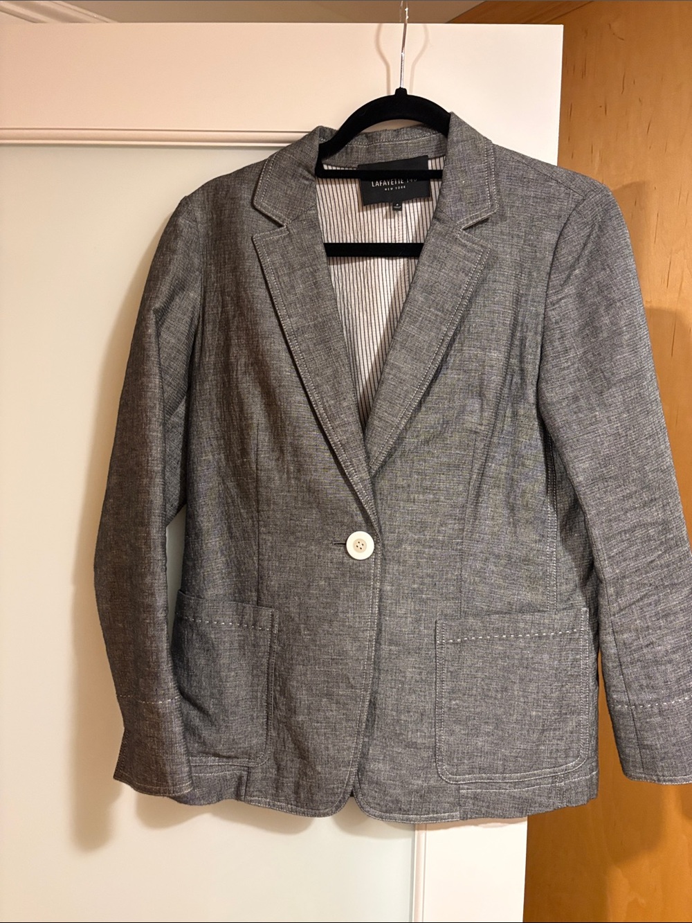 Lafayette 148 New York Heather Gray Single-Button Blazer